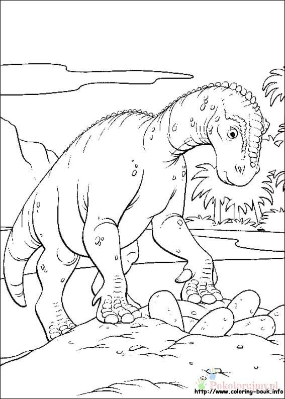 Dinozaur do kolorowania na stronie Pokolorujmy.pl.