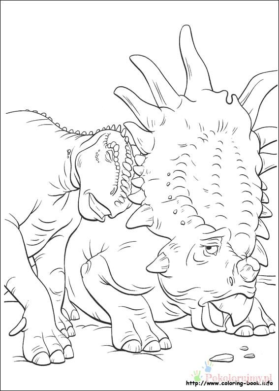 Dinozaury do kolorowania, triceratops i tyranozaur, dla dzieci.