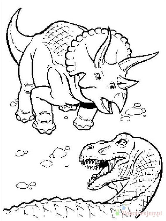 Kolorowanka dinozaur z rogiem do wydrukowania dla dzieci.