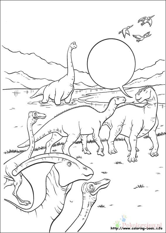 Dinozaury do kolorowania, scena z prehistorycznego świata.