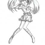 Kolorowanka Bakugan z rysunkiem dziewczynki w stylu anime.