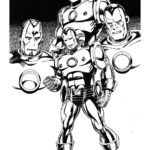 Kolorowanka Iron Man do druku dla dzieci, czarno-biała wersja.