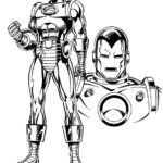 Szkic Iron Mana, postaci z komiksów i filmów Marvela, do kolorowania dla dzieci.