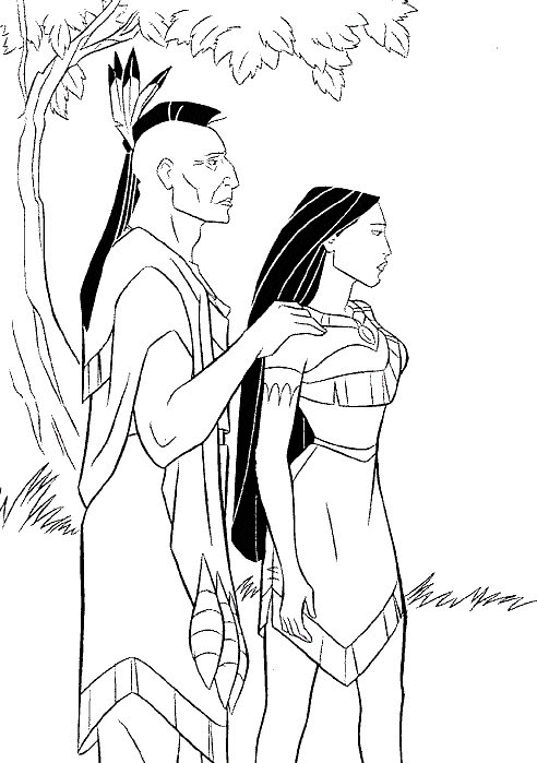 Pocahontas i jej ojciec Pocahontas stojąca obok swojego ojca wodza Powhatana