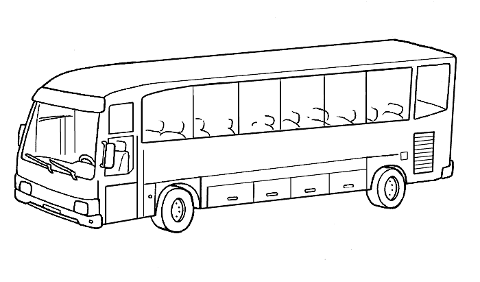 Autobus miejski z boku - kolorowanka Autobus miejski widziany z boku - kolorowanka dla dzieci
