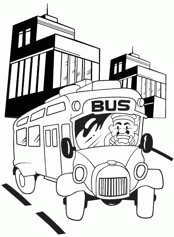 Autobus - pionowy rysunek do kolorowania Autobus na pionowej planszy - kolorowanka do druku