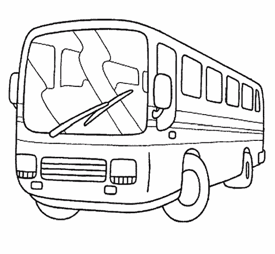Prosty autobus - kolorowanka Autobus na prostej poziomej kolorowance dla dzieci