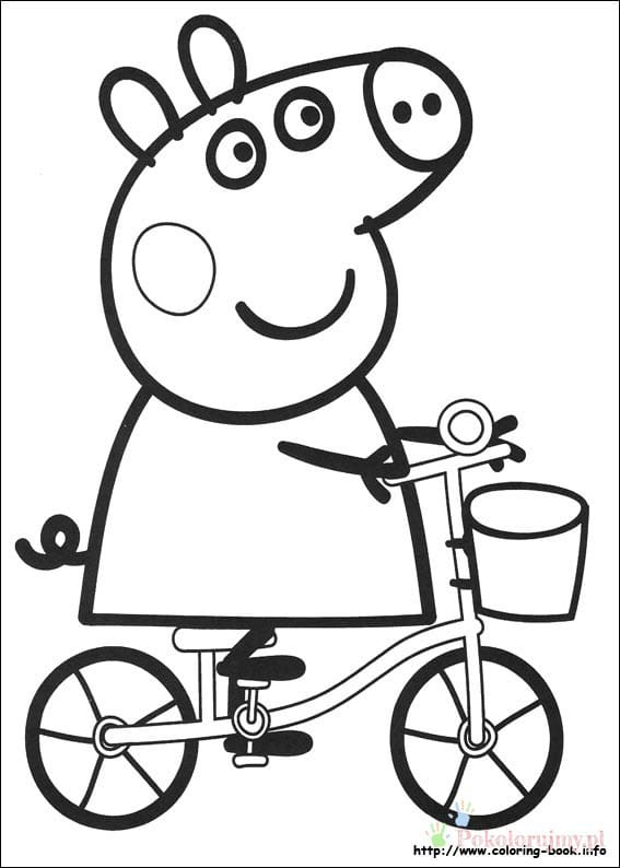 Świnka Peppa jedzie na rowerze - kolorowanka Świnka Peppa jedzie na rowerze - kolorowanka