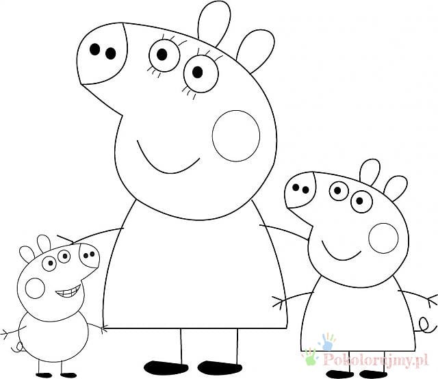Mama Świnka, Peppa i George - rodzinna kolorowanka - kolorowanka Mama Świnka, Peppa i George - rodzinna kolorowanka