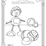 Dziecko z kasztanami do kolorowania, prosta ilustracja dla dzieci.