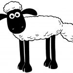 Czarno-biała kolorowanka owcy Shaun dla dzieci do druku.