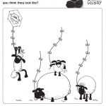 Kolorowanka Shaun Sheep z owcami i latawcem do druku.