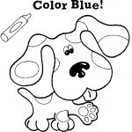 Kolorowanka piesek do druku z napisem Color Blue!.