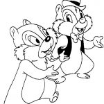 Kolorowanka Chip i Dale, postaci z kreskówki, do wydrukowania i pokolorowania.
