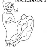 Kolorowanka tańczącej flamenco do druku dla dzieci.