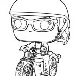 Kolorowanka do wydrukowania Funko Pops Marvel na motocyklu.