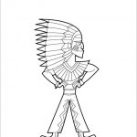 Kolorowanka Indianin do druku dla dzieci, czarno-biała ilustracja.