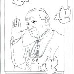 Kolorowanka Jana Pawła II z gołębiami dla dzieci do druku.