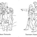 Kolorowanka Tadeusz Kościuszko i Kazimierz Pułaski dla dzieci.