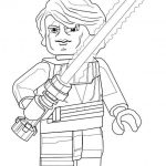 Kolorowanka LEGO Star Wars z postacią z mieczem świetlnym do druku.