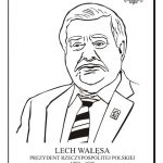 Kolorowanka Lech Wałęsa, prezydent Polski, do wydrukowania dla dzieci.
