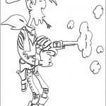 Kolorowanka Lucky Luke z rewolwerem do wydrukowania dla dzieci.