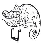 Prosta kolorowanka chameleon do wydrukowania dla dzieci.