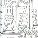Ilustracja eksperymentu chemicznego z probówkami i urządzeniami laboratoryjnymi.