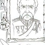 Kolorowanka Józef Piłsudski dla dzieci do wydrukowania.