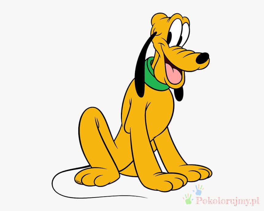 Kolorowanka Pluto, postać z kreskówki dla dzieci do druku.