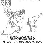 Kolorowanka do wydrukowania z Mikołajem i elfem dla dzieci.