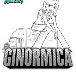 Kolorowanka Ginomica z Monsterami i Obcymi do druku dla dzieci.