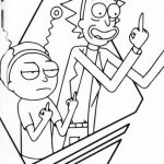 Kolorowanka Rick i Morty do druku dla dzieci, czarno-biała ilustracja.