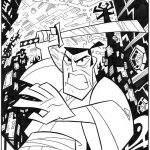 Kolorowanka Samuraj Jack do druku dla dzieci, czarno-biała ilustracja.