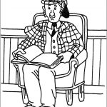 Szablon do kolorowania Sherlock Holmes z książką i kapeluszem.