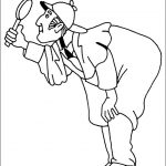 Kolorowanka Sherlock Holmes z lupą dla dzieci do druku.