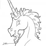 Czarno-biały obrazek jednorożca do kolorowania dla dzieci.