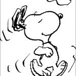 Snoopy z komiksu w formie kolorowanki do druku dla dzieci.