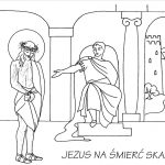 Kolorowanka z Jezusem i Piłatem do druku dla dzieci.