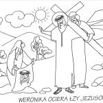 Kolorowanka Droga Krzyżowa z Jezusem i Maryją dla dzieci.