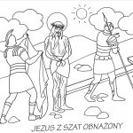 Kolorowanka Droga krzyżowa z Jezusem i żołnierzem dla dzieci.
