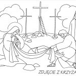 Kolorowanka Droga Krzyżowa z postaciami religijnymi dla dzieci.