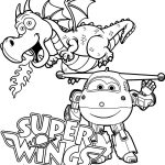 Kolorowanka Super Wings z drakiem i robotem do wydruku.