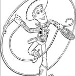 Postać Woody z Toy Story w czarno-białej wersji do kolorowania.