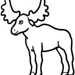 Łoś do kolorowania dla dzieci, czarno-biała ilustracja.