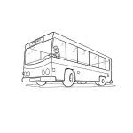 Prosta czarno-biała kolorowanka autobusu dla dzieci do druku.