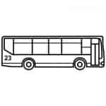 Prosta czarno-biała kolorowanka autobusu dla dzieci.