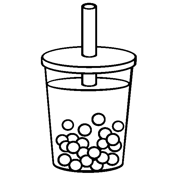 Bubble tea z tapioką - kolorowanka Bubble tea z kulkami tapioki i grubą słomką - kolorowanka