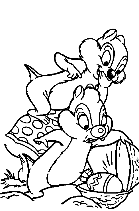 Chip i Dale z pisanką Chip i Dale przy dużej wielkanocnej pisance - kolorowanka