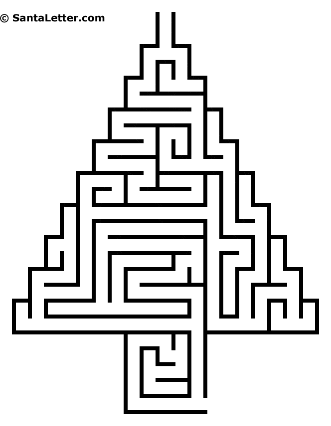 Choinka - geometryczny labirynt Geometryczny labirynt w kształcie choinki - zadanie świąteczne